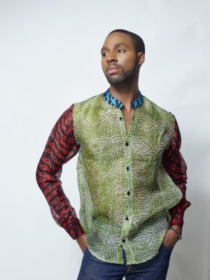 Silk adire organza shirt in various colours and patterns