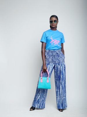 AB signature T shirt with Adire palazzo pant