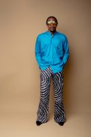 Turquoise Blue Linen Shirt With Logo AB Patch Pocket
