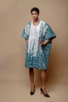 Modern Danshiki In Linen/Cotton Green With White Embroidery