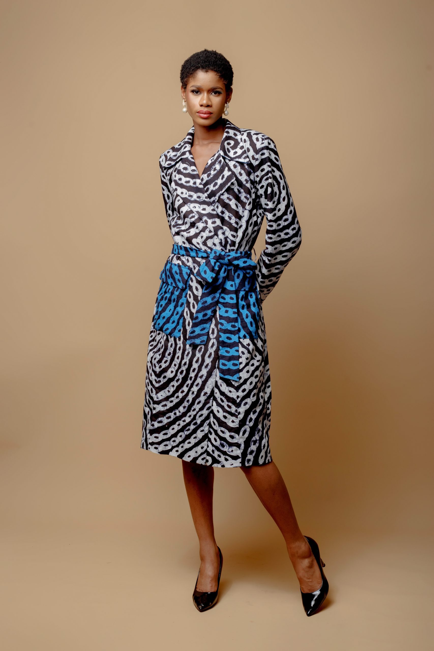 Adire Jacket With Contrast Pocket