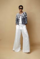 Ivory Linen Strap Camisole With Ivory Linen Palazzo Trousers