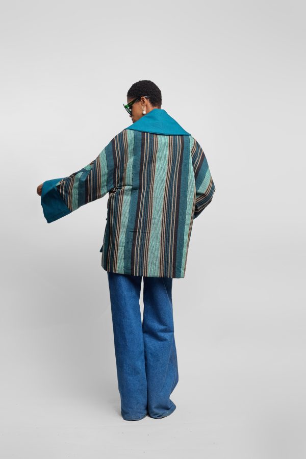 Shawl Collar Jacket In Aso Oke