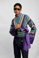 Purple Short Aso Oke Kimono Jacket With Sash