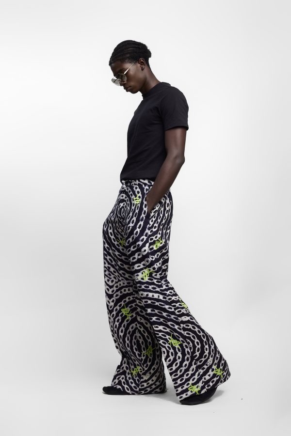 Adire Palazzo Trousers with AB Embroidery