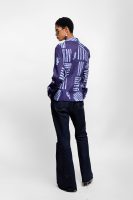 Adire Geometric Shirt With AB logo in Navy Blue