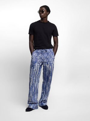 Royal Blue And Ivory Adire Ila Palazzo Trousers