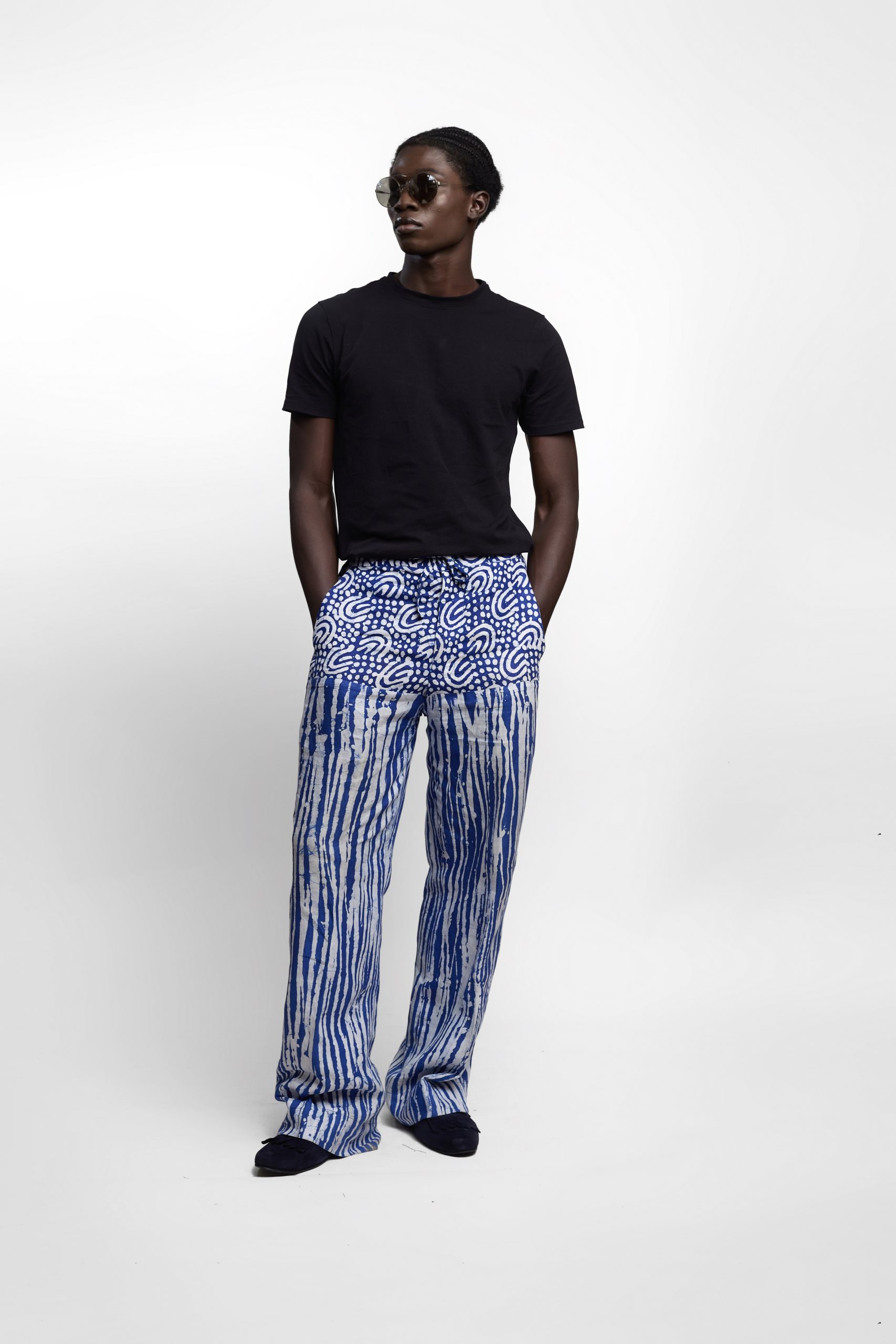 Royal Blue And Ivory Adire Ila Palazzo Trousers