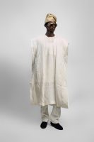 Buba And Sokoto With Agbada In Ivory Linen