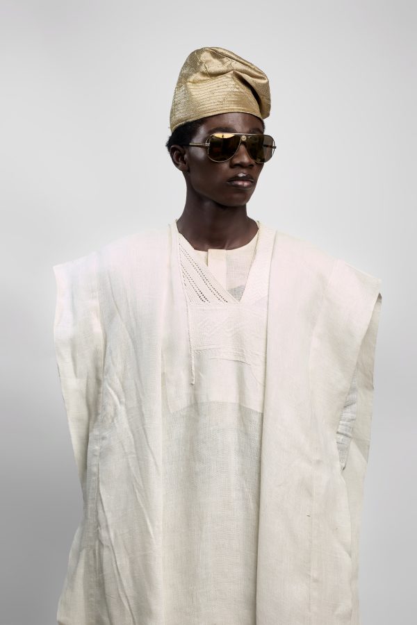 Buba And Sokoto With Agbada In Ivory Linen