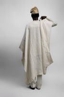 Buba And Sokoto With Agbada In Ivory Linen