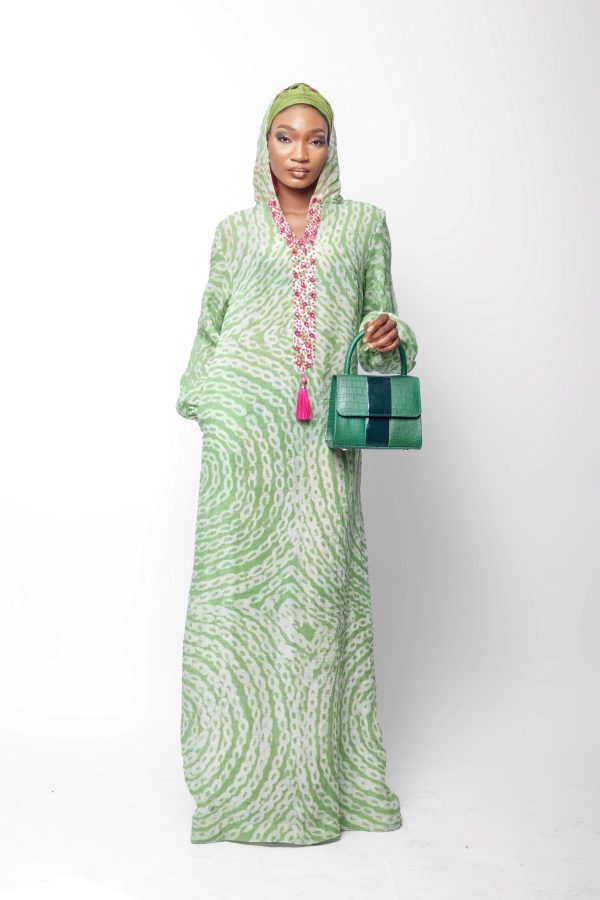 Green Silk And Cotton kaftan